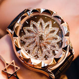 Women Rhinestone Rotation Watch