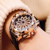 Women Rhinestone Rotation Watch