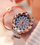 Women Rhinestone Rotation Watch
