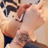 Women Rhinestone Rotation Watch